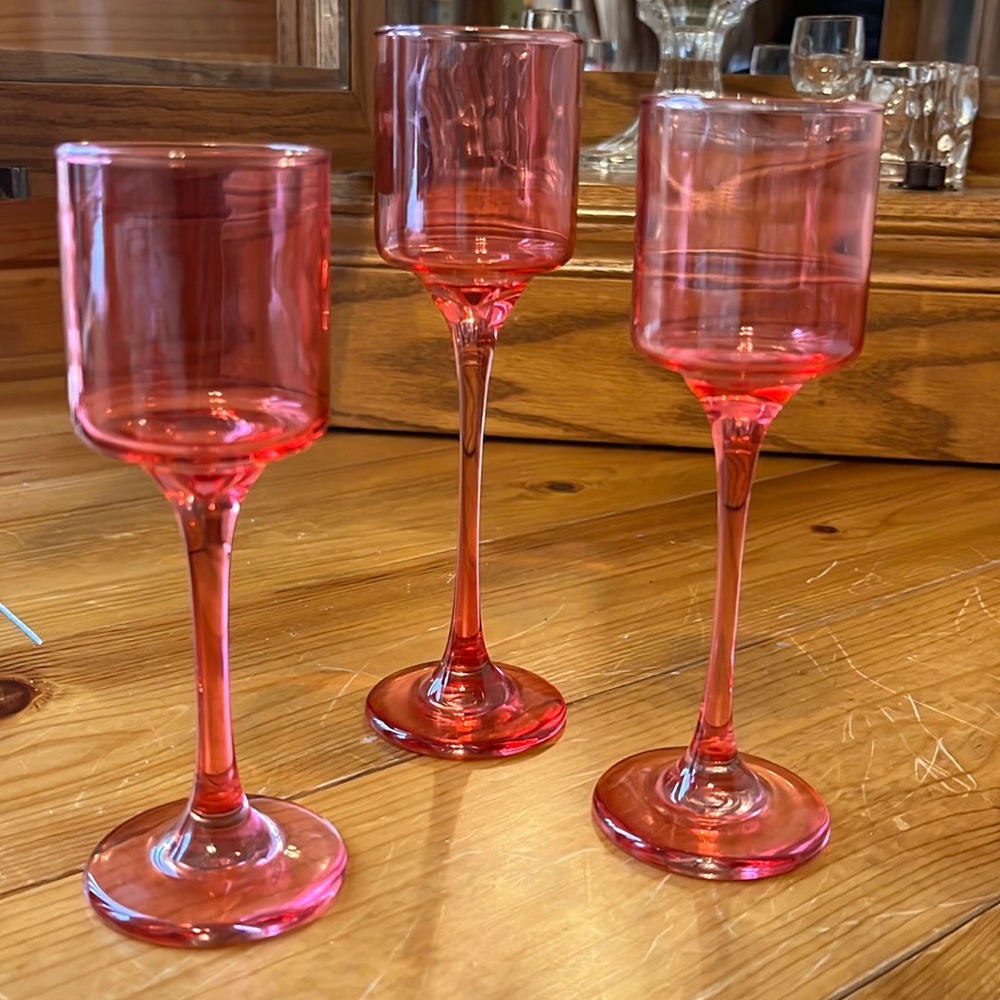 Partylite Cranberry Stemmed Trio